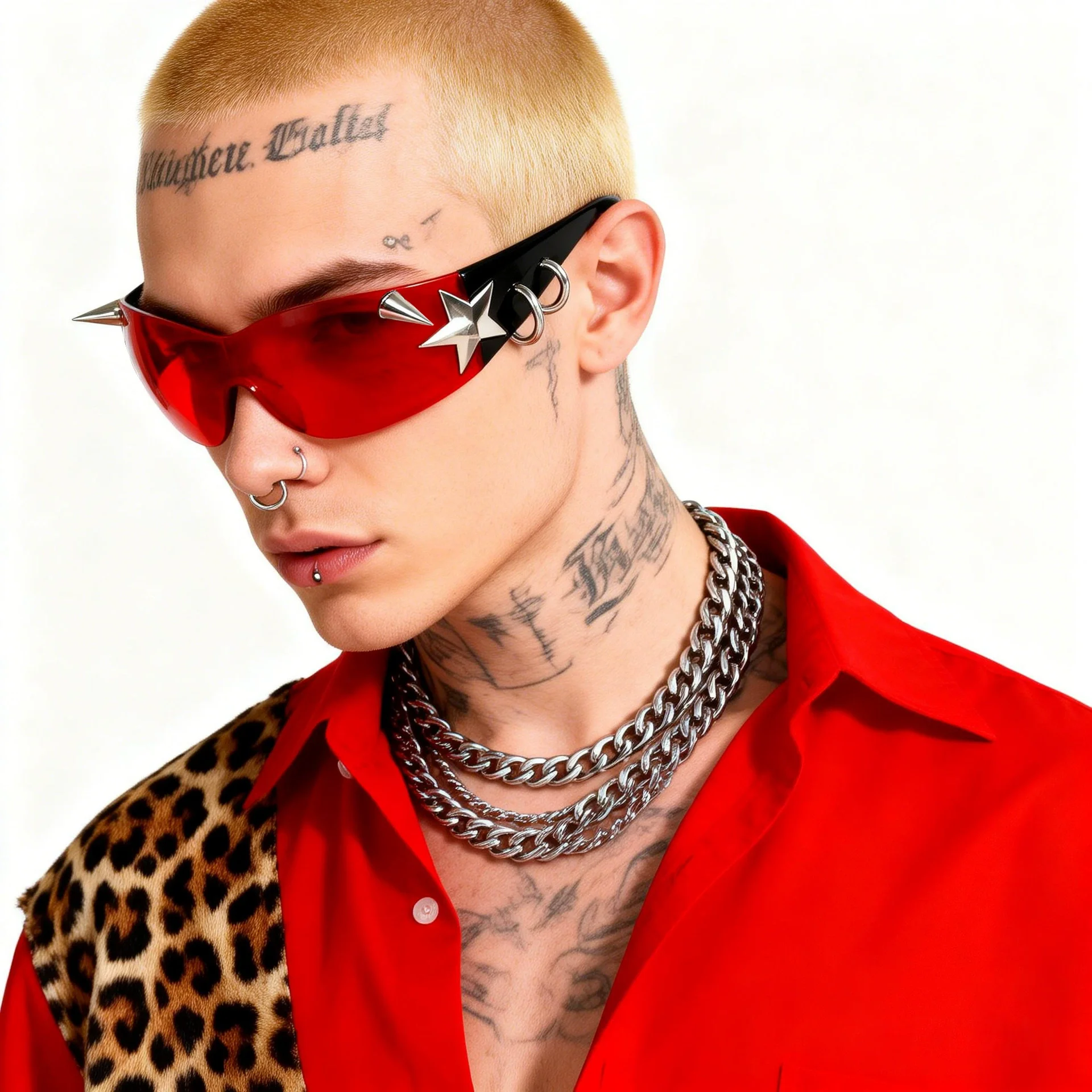 Rivet Punk Metal Star Frame Glasses Y2K Spicy Girl Fashion Jelly Colored Glasses Hip-hop Stage Commuting Daily Unisex Sunglasses