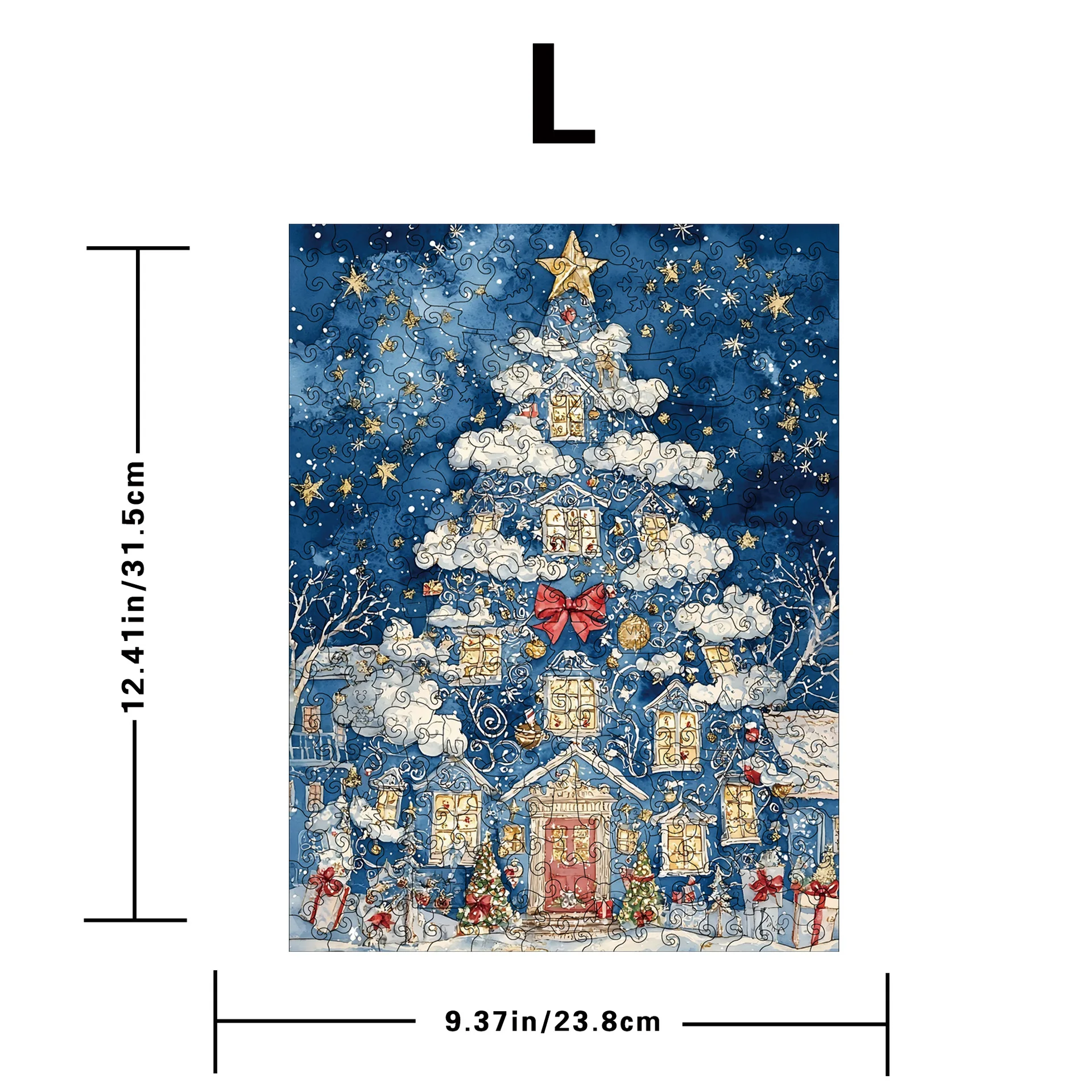 أحجية خشبية لشجرة عيد الميلاد - لعبة بانوراما غير منتظمة الشكل، ألغاز ديكور للعطلات لتخفيف التوتر، لعبة ألغاز خشبية احتفالية شعبية #3