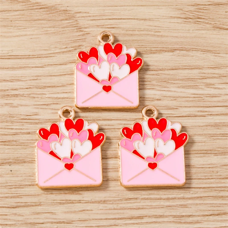 10 Stück süße Mix Valentinstag Charms Emaille Liebe Herz Brief Charms Anhänger passen Halsketten Ohrringe DIY Handwerk Schmuckherstellung – Detail 13