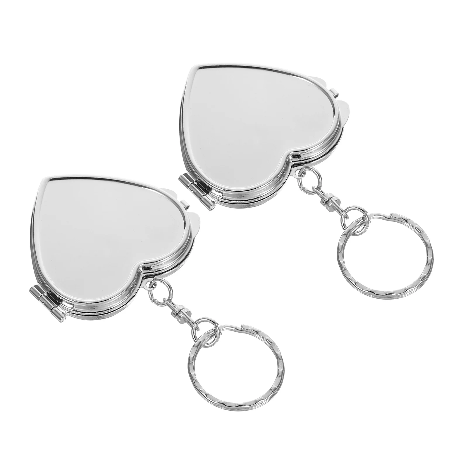 

2Pcs Creative Heart-Shaped Flip Mirror Keychain Compact Makeup Mirror for Women Purse Bag Charm Stylish Accessory