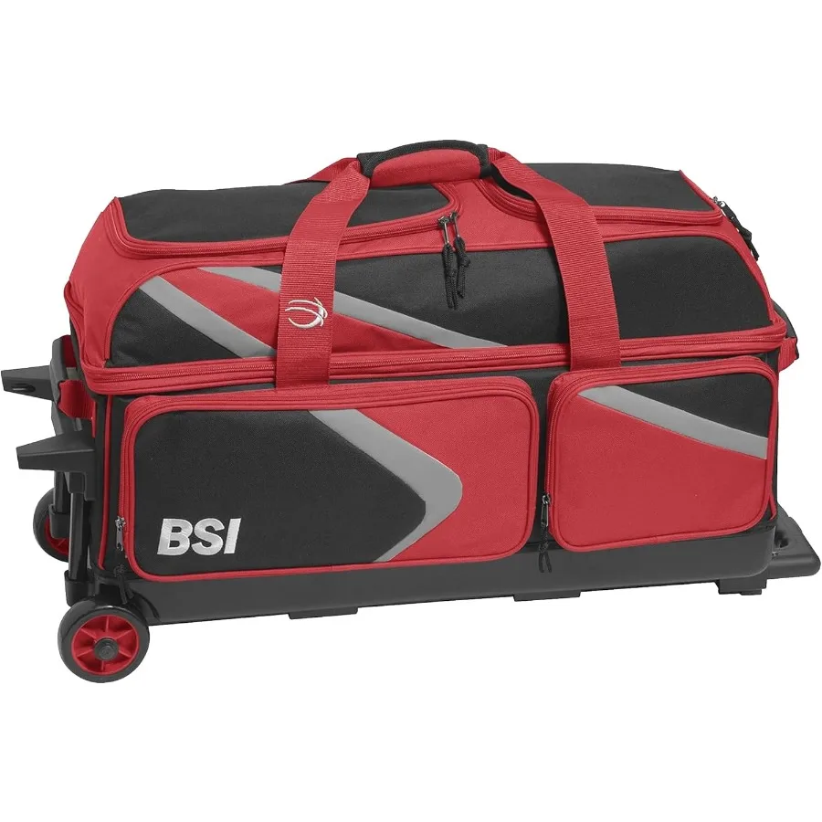 

BSI Dash Roller Bowling Bag with Smooth Rolling Wheels Padded Ball Compartment Retractable Locking Handle and Shoe Pocket in Bl
