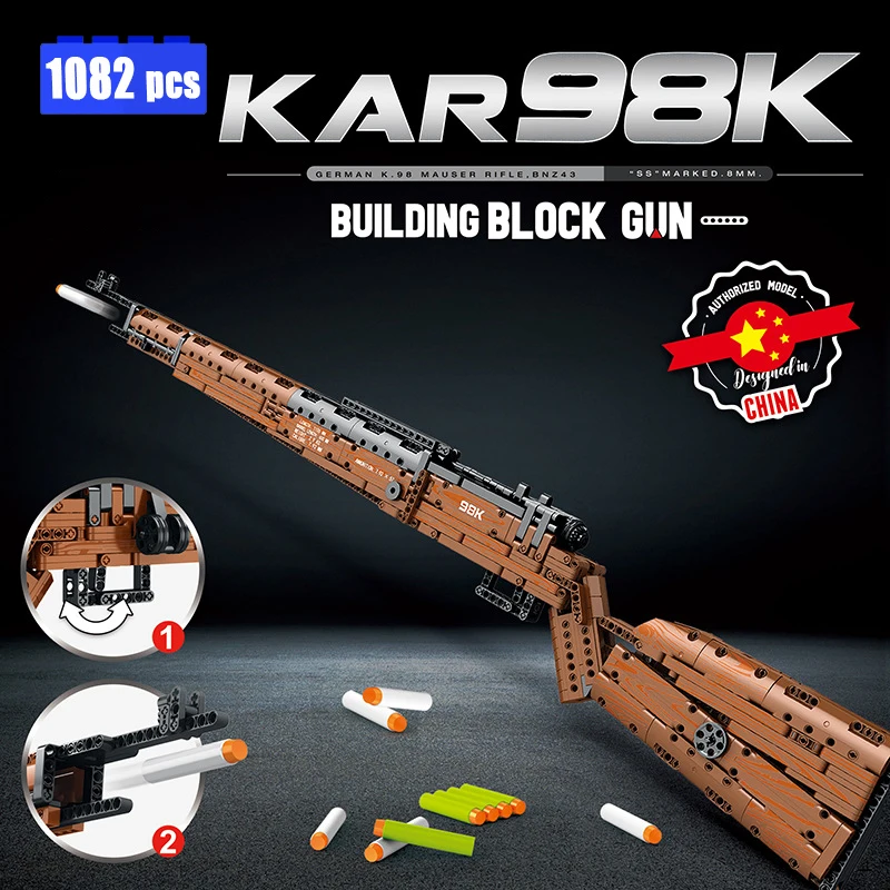 IN STOCK 1082 Pcs City Police Military WW2 Weapon Rifle 98k Gun Building Blocks Compatible Bricks Diy Toys for Boys Gifts Set