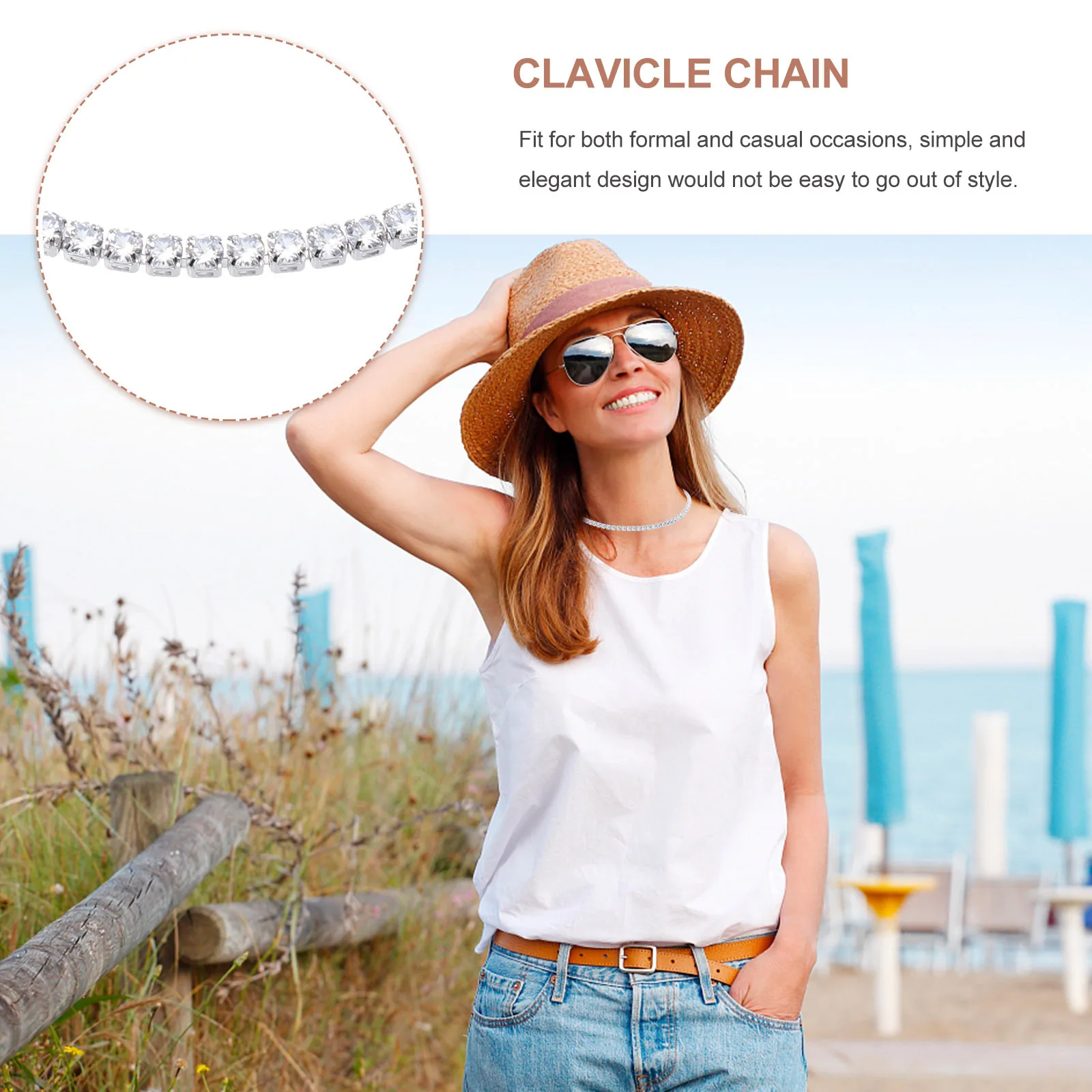 

Women Necklace Zircon Clavicle Pendant Shiny Rhinestone Design Timeless Style Wedding Anniversary Gift for Her