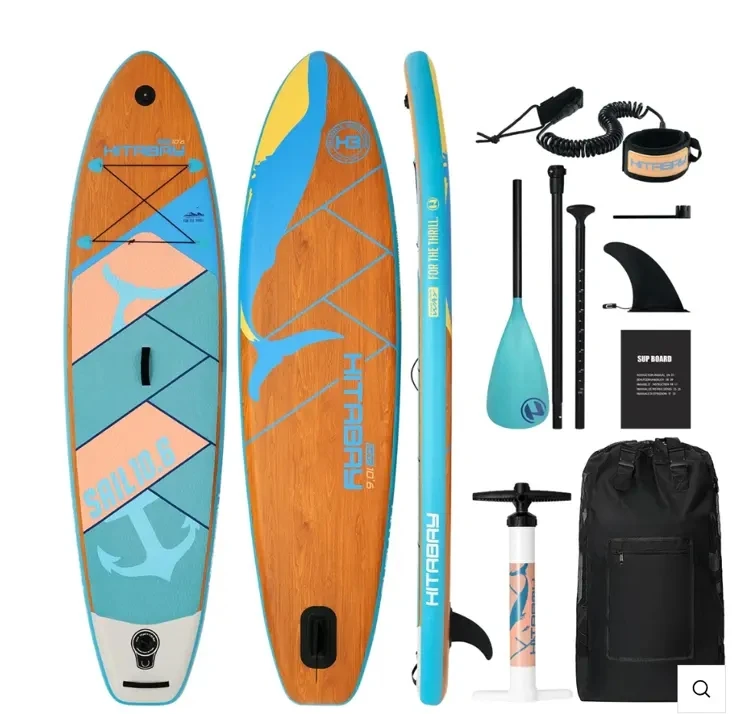 

Hitabay 10'6'' wooden paddle board inflatable Cruise Board stand up paddleboards inflatable yoga sup for waterplay