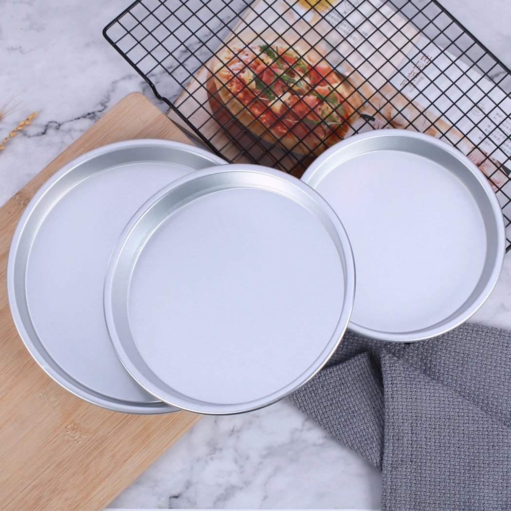 Bandeja para hornear Pizza de aleación de aluminio, bandeja redonda antiadherente para hornear, molde esencial para hornear, placa redonda para Pizza para Cocina