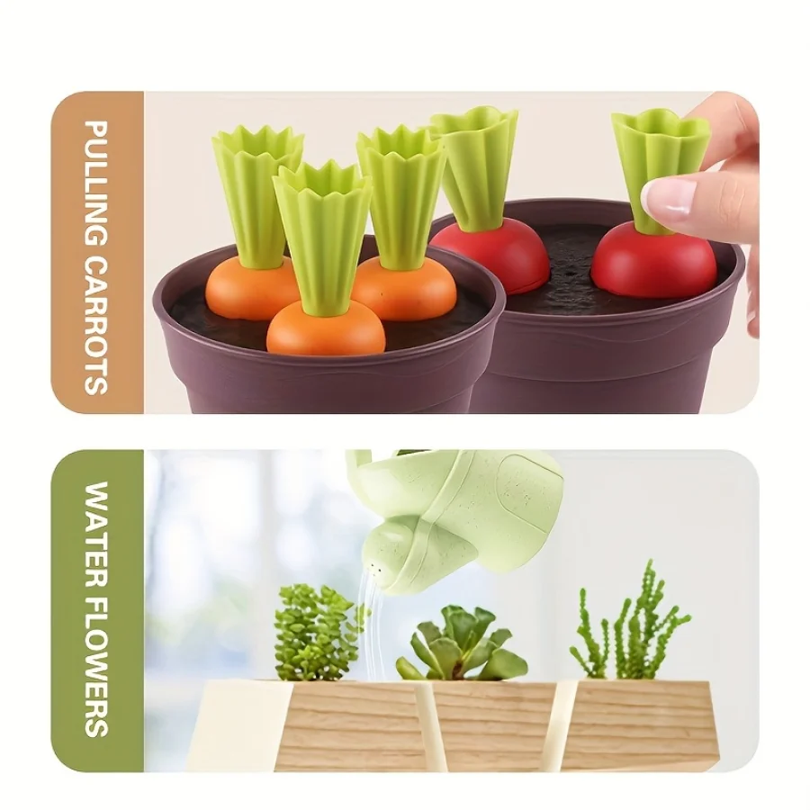 Zestaw do zabawy w piasku dla dzieci z łopatką, zraszaczem do sadzenia, zestawem do sadzenia rzodkiewek - zabawki na zewnątrz na prezenty urodzinowe, losowe kolory