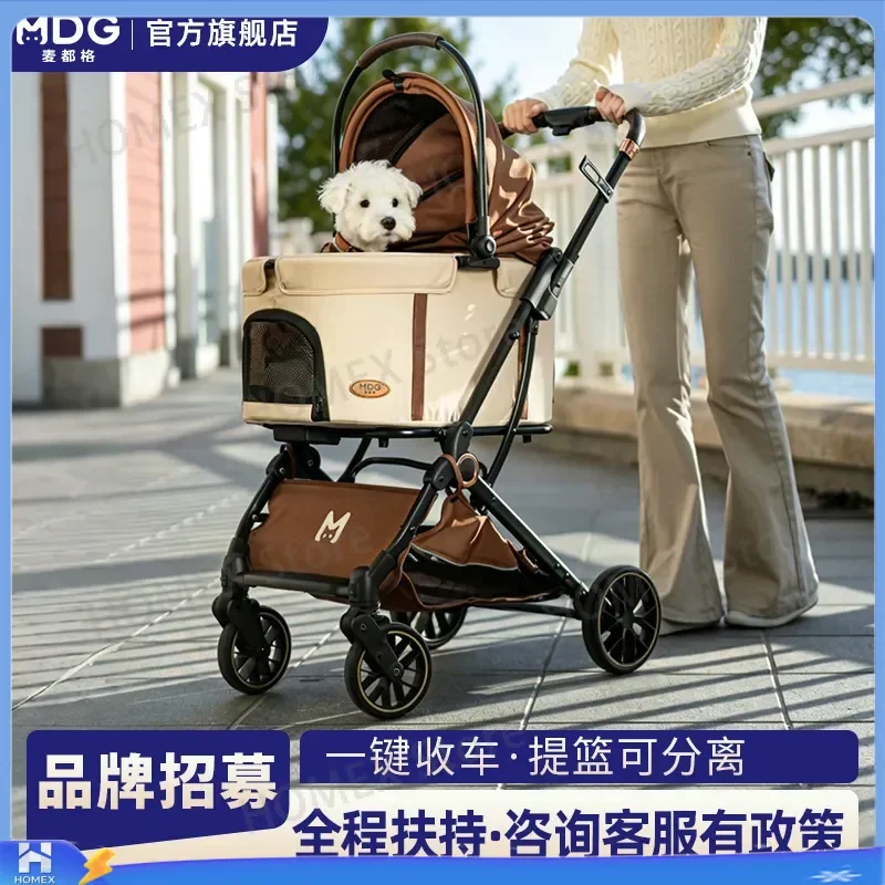 Pet Stroller for Small Dogs Cats Foldable Pet Carrier Cart with Separation Basket Outdoor Travel Pushchair Puppy Cat Buggy