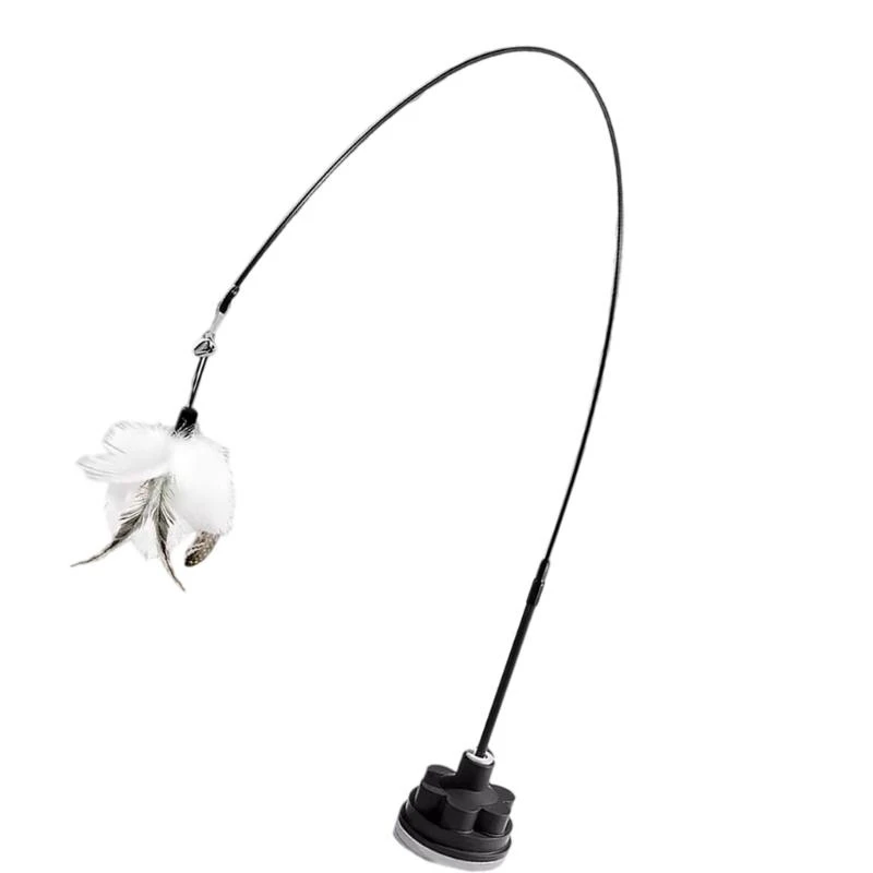 لعبة عصا إغاظة القطط بالشفط مع دعابة آمنة دوارة من الريش للحيوانات الأليفة