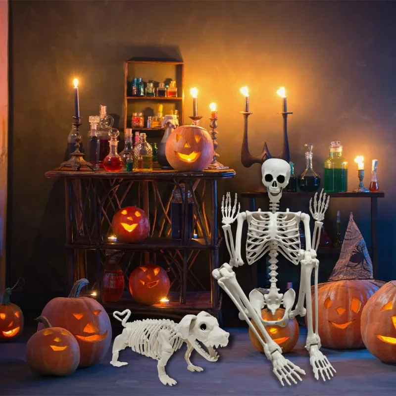 90cm Halloween Dog Skeleton Man Skeleton Horror Trick Scene Haunted House Secret Room Decoration Props