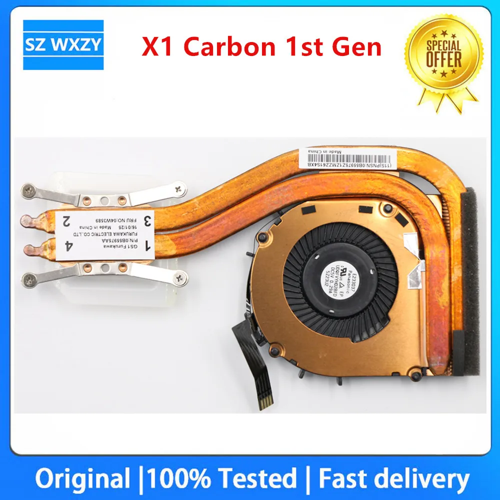 For Lenovo ThinkPad X1 Carbon 1st Gen Type 34xx Laptop CPU Heatsink Fan 04W3589 100% Tested Fast Ship