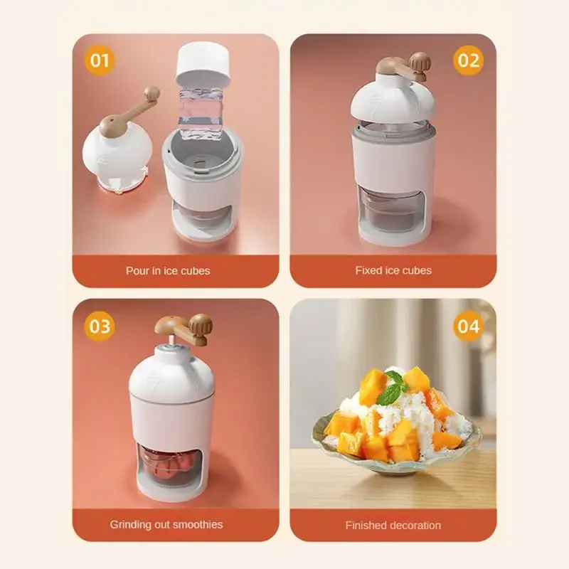 Hand-Operated Shaved Ice, Anti-Skid Handle, Stainless Steel Blade, Send Freezing Mold, Necessary for Household Sand Ice