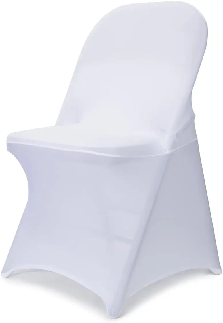 Spandex Folding Chair Covers - 30PCS Upgraded Universal Stretch Washable Fitted Chair Slipcovers Protector (White)