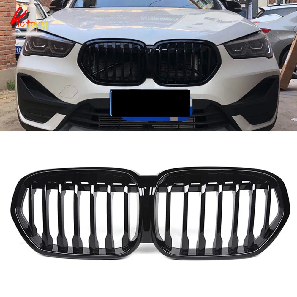 

Решетка для радиатора с двумя реглами для BMW X1, F48, F49, LCI 2020-UP, 1 линия, глянцевый черный передний бампер, решетка для губ, детали для украшения внешней части автомобиля