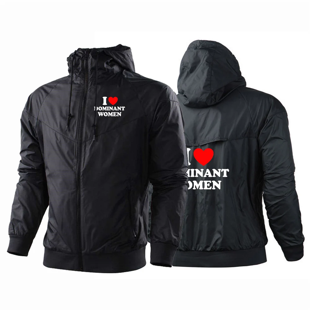 I Love Dominant Women Graphic Men Jacket Windproof Stain Hooded Design Outdoor Protection 2026 Everyday Style Hoodies