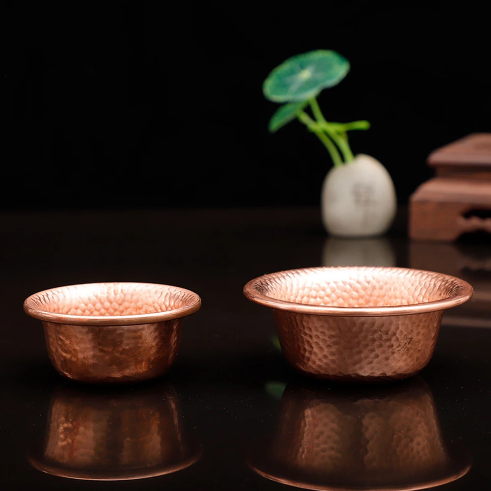 وعاء إمداد المياه من النحاس النقي النيبالي مصنوع يدويًا بنمط المطرقة وعاء الماء المقدس لمستلزمات بوذا البوذية