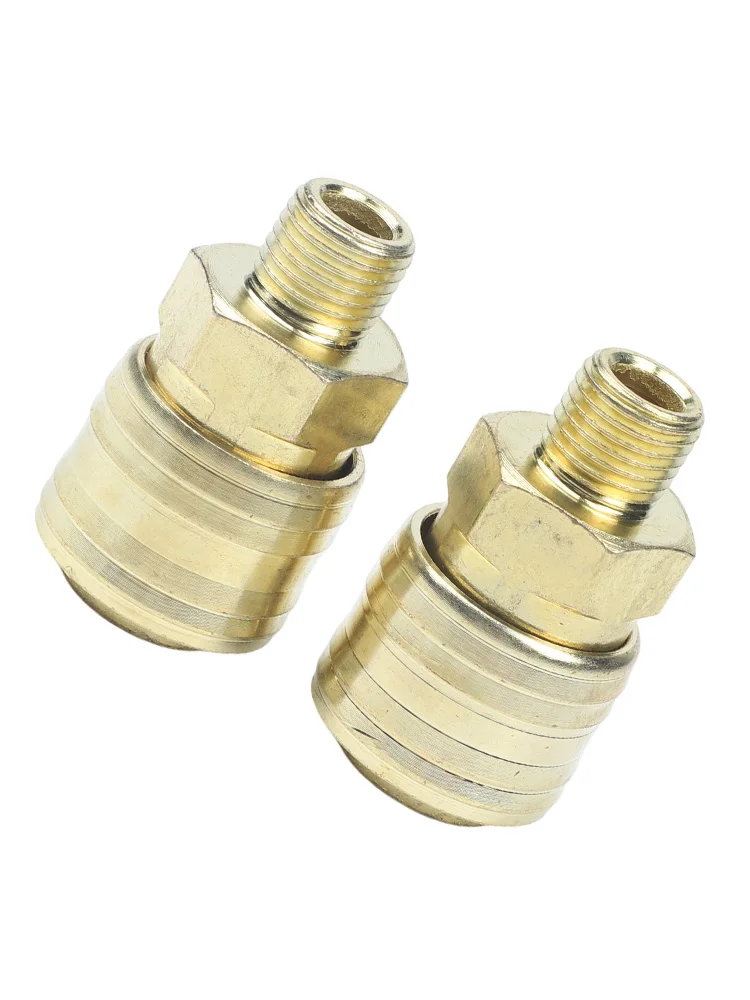 2pcs Quick Connect Brass Air Coupling with 14 Inch Male For BSP Thread Leak Proof Design for Compressed Air Tools