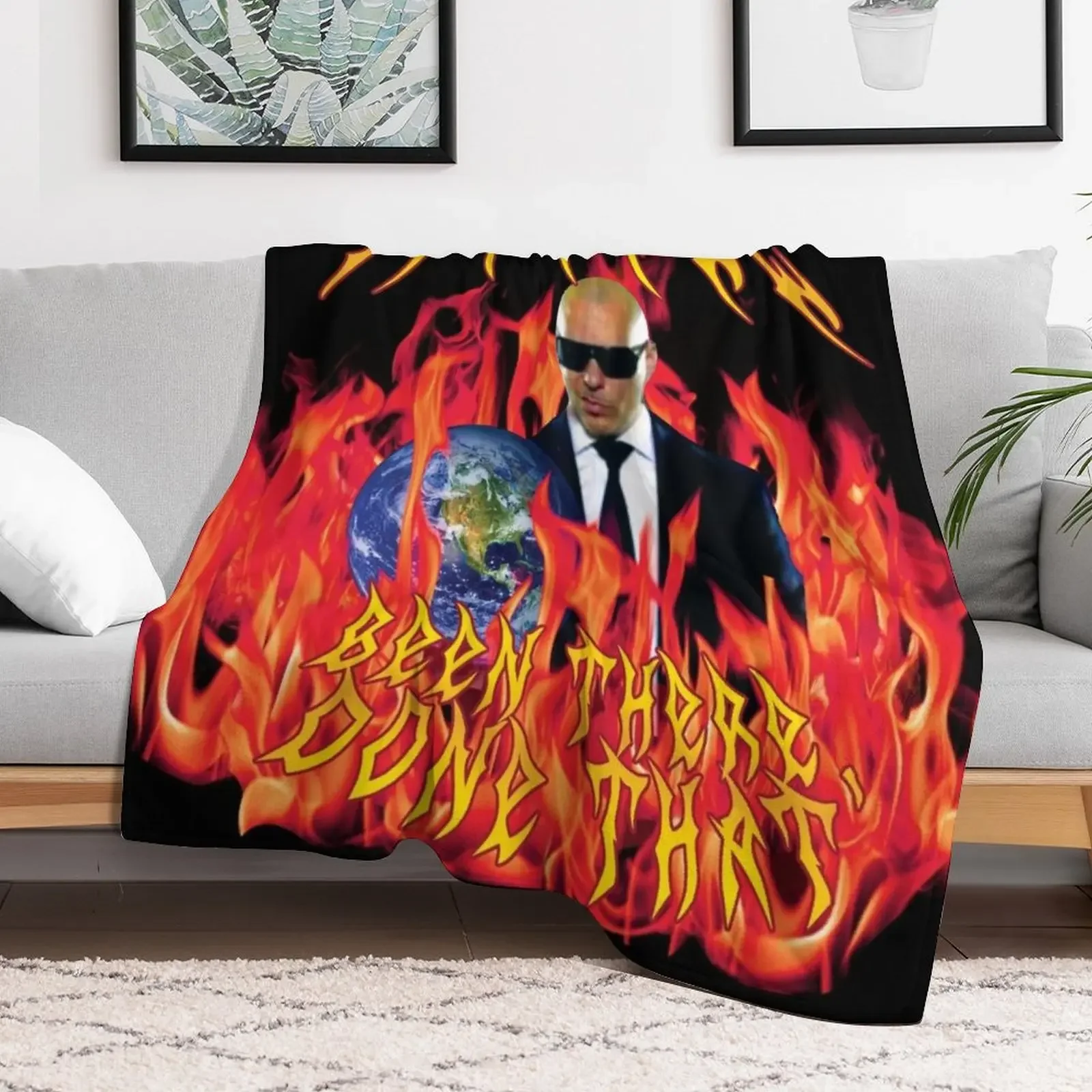 heavy metal pitbull with flames Throw Blanket Soft Beds Cute Shaggy Soft Plush Plaid Blankets