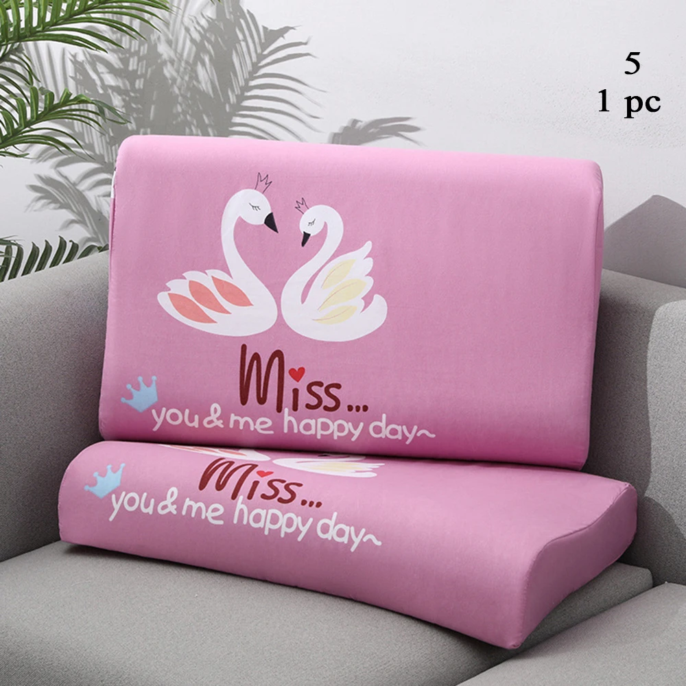 Latex Pillow Pillowcase Wavy Shape Memory Pillow Cases Silica Gel Pillow Special Pillowcase Swan Printing Neck Cushion Cover