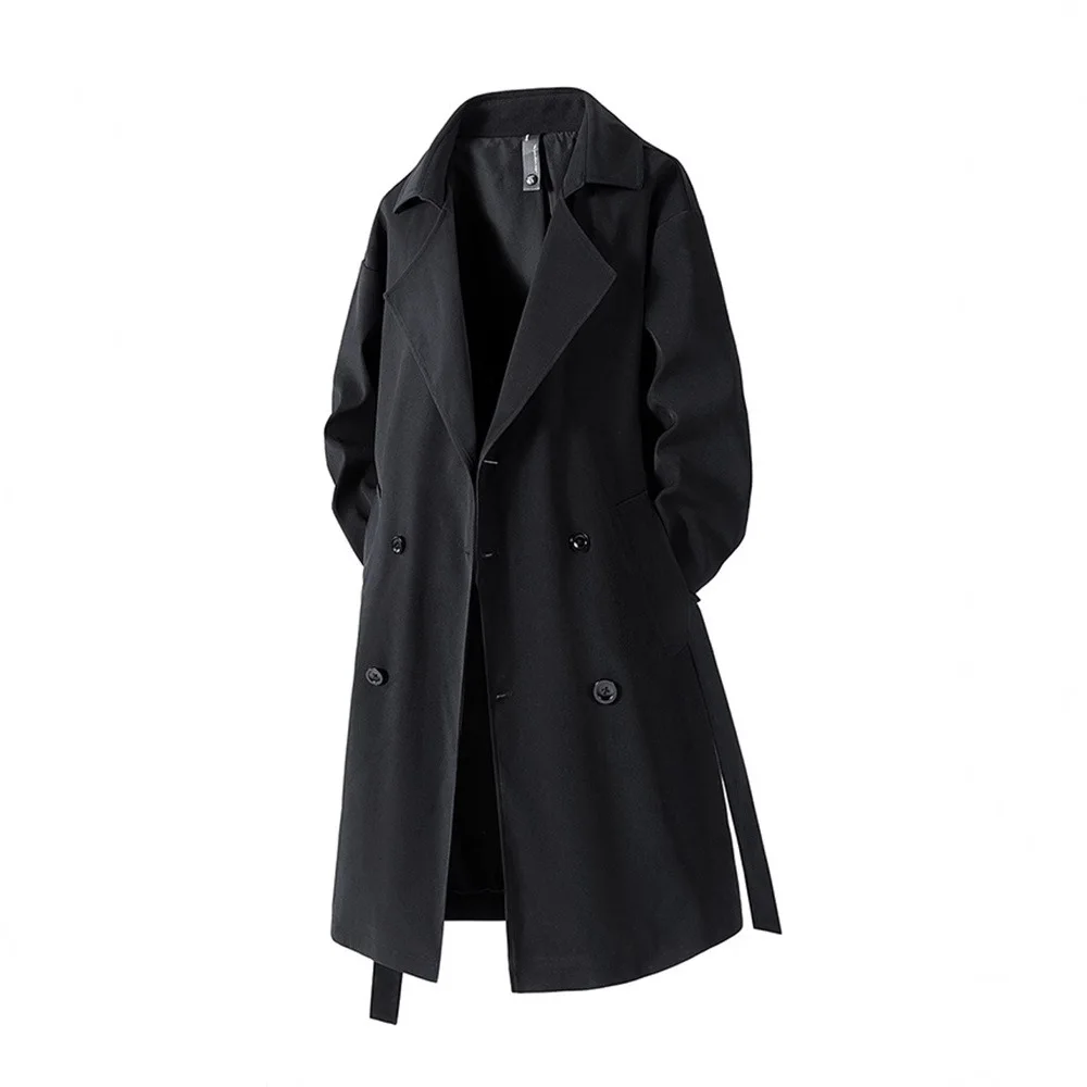 Medium And Long Trench Coat Men's Autumn New American Casual Retro Knee Coat