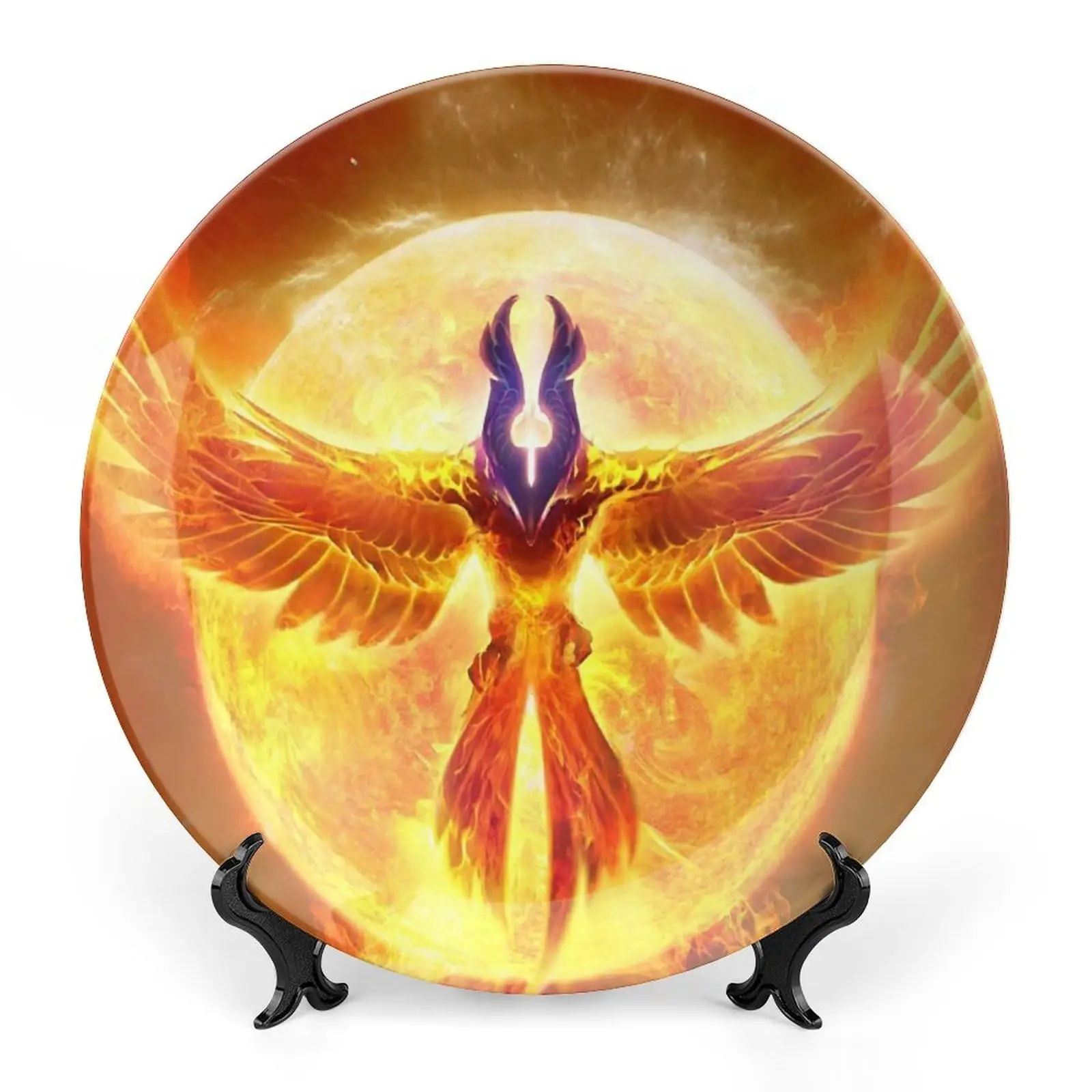 Red Phoenix Customized Bone China Ceramic Decorative Plates with Stand Table Decor Gifts Wall Hanging for Fine Dining, Weddings