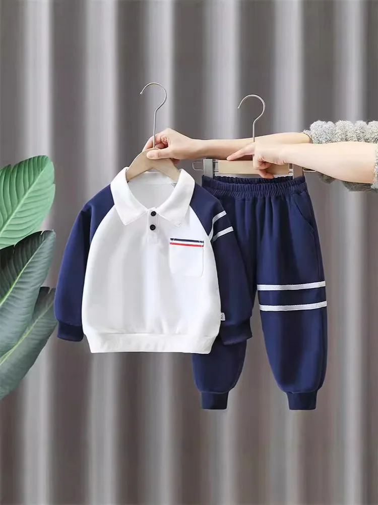 

Повседневная одежда для мальчиков, весенне-осенняя хлопковая новая одежда, детский лоскутный свитшот + брюки, комплект из 2 предметов для детей от 2 до 10 лет