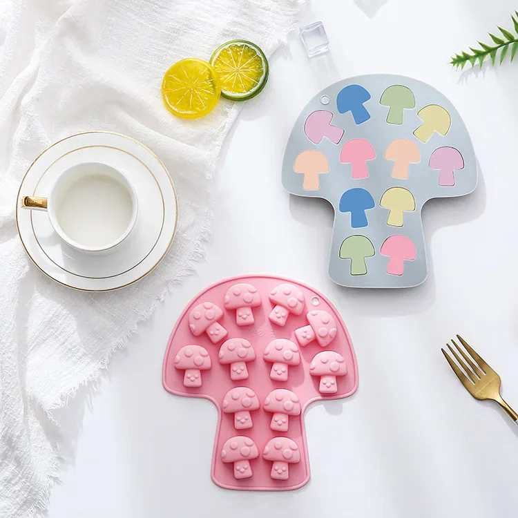 12-hole Simple Mushroom Shape Silicone Mold  Fondant Cake Chocolate Mold Ice Cube Cake Mould  Baking Accessories and Tools