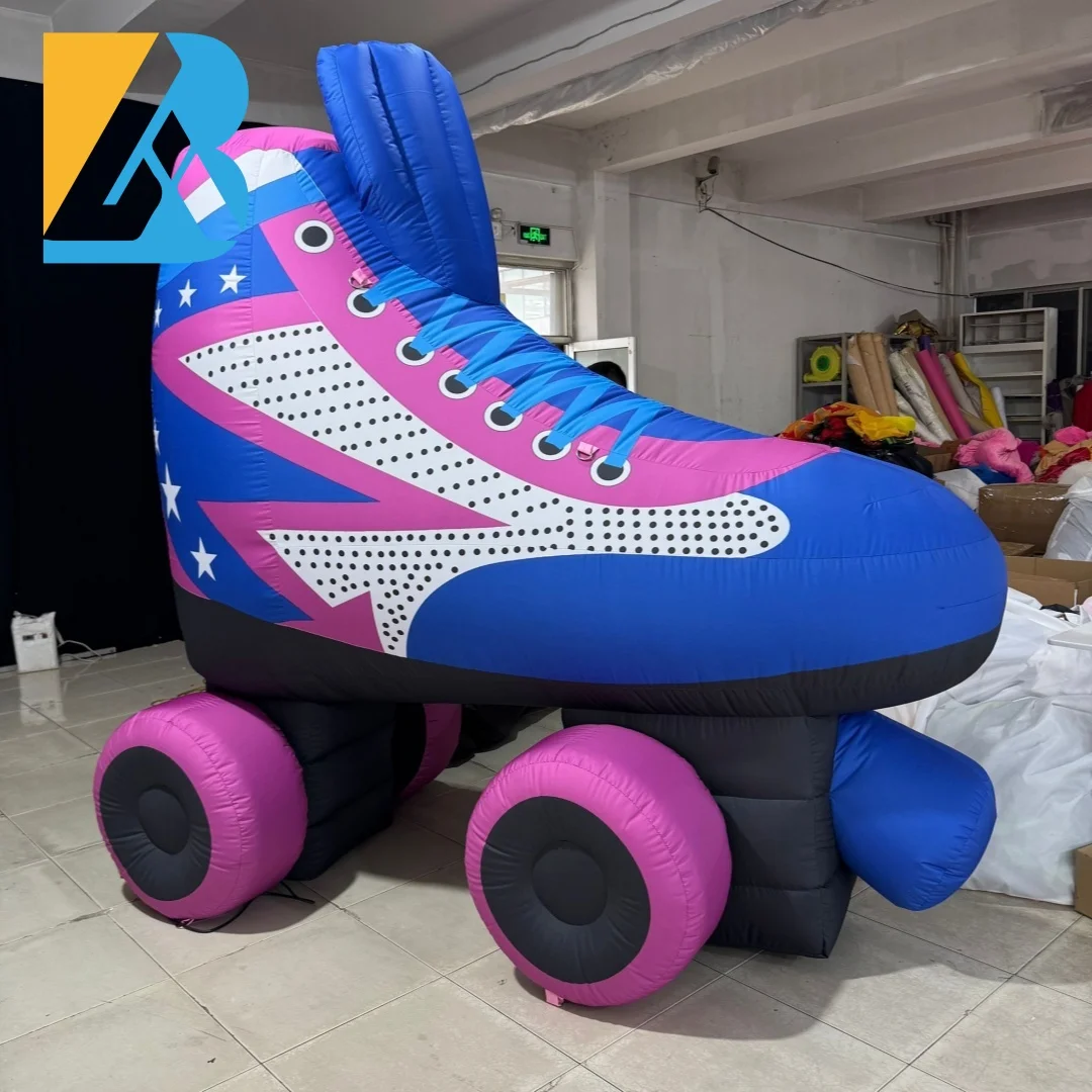 Op maat gemaakt 3 meter hoogte groot opblaasbaar rolschaatsontwerp voor sportevenement decoratiespeelgoed
