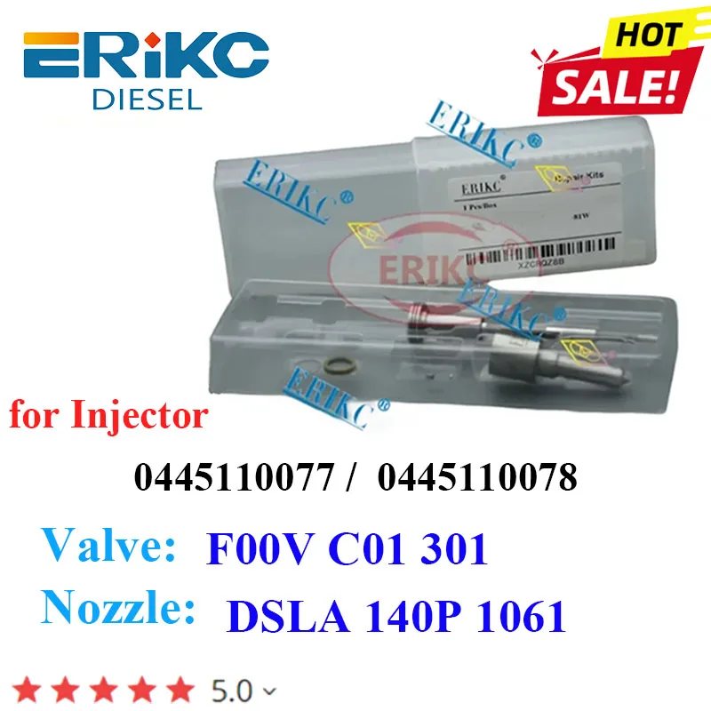 0445110077 Diesel Injector 0445110078 0986435120 Nozzle DSLA140P1061 Kits F 00Z C99 029 F00VC01301 for VLOVO 30777314 31303259