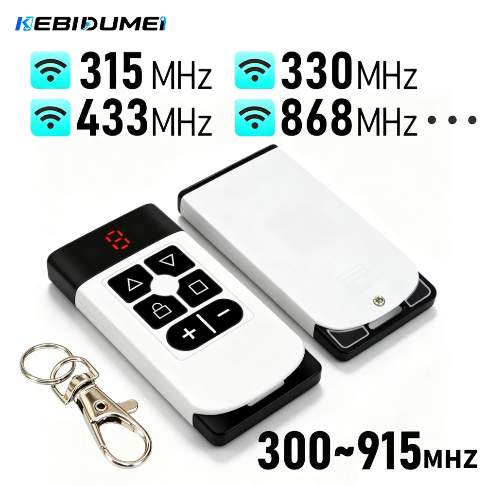 KEBIDUMEI 300~915Mhz Multi Frequency Remote Control 433Mhz 330Mhz 868Mhz Rolling Code Garage Door Opener 8 in 1 Duplicator