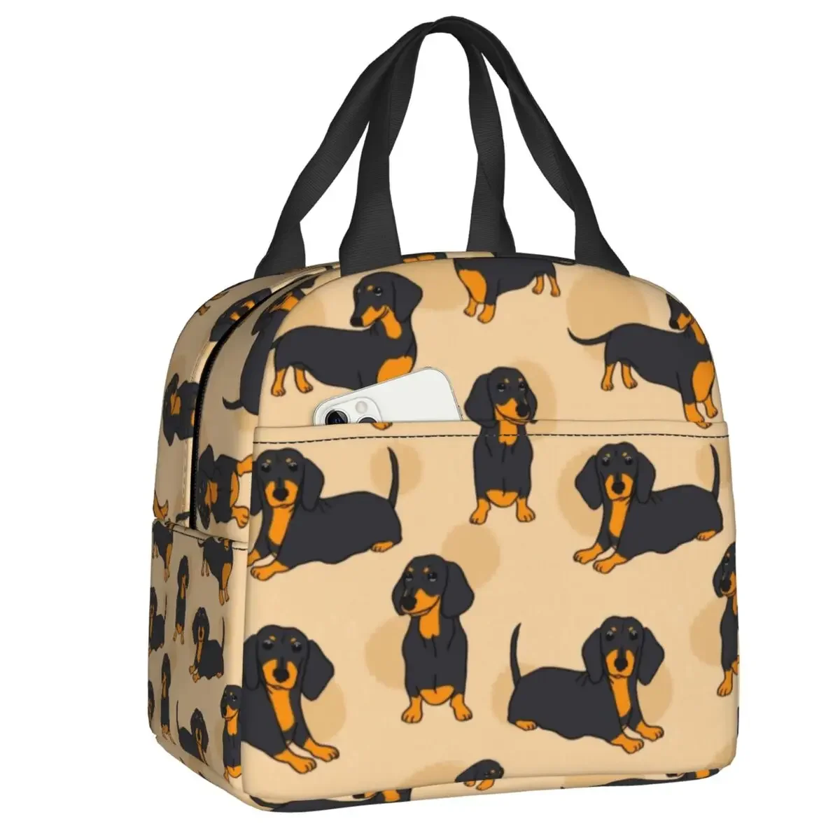 حقيبة غداء بنمط Teckel Dachshund للرجال والنساء، صندوق غداء معزول دافئ ومبرد للأطفال في المدارس
