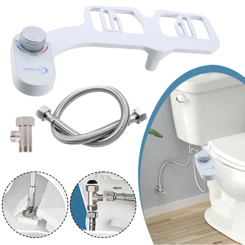 

Bathroom Accessories Bidet Toilet Seat Attachment Non-Electric Self-Cleaning Dual Nozzles Wash Hot Cold Mixer Water Lady Sprayer