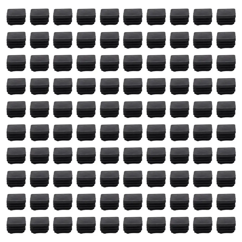 LLCS-100Pcs Plastic Square Tube Inserts End Blanking Caps 20Mm X 20Mm Black