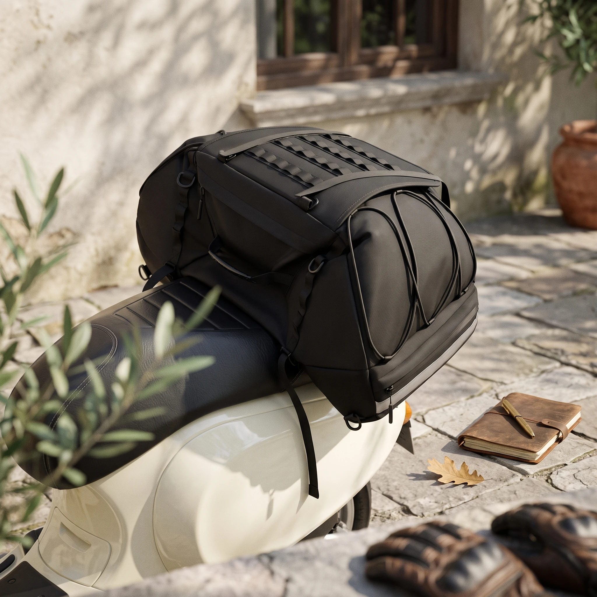 Motorcycle Tail Bag with Straps Large Capacity Motorcycle Rear Seat Bag Tear-Resistant Easy to Install for Touring Riders