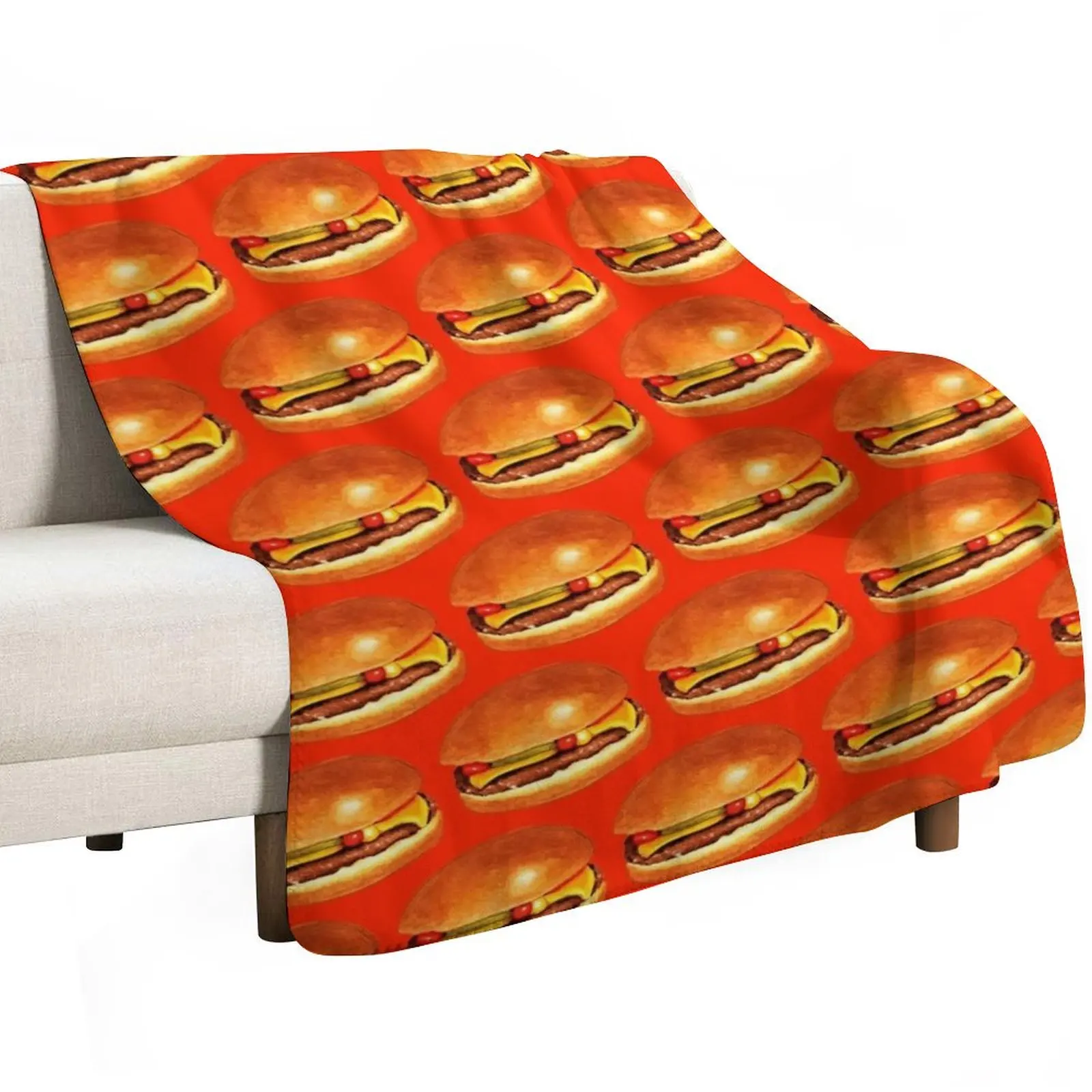 Cheeseburger 5 Pattern - Red Throw Blanket Fashion Sofas Bed covers Plaid Sofa Winter beds anime Blankets