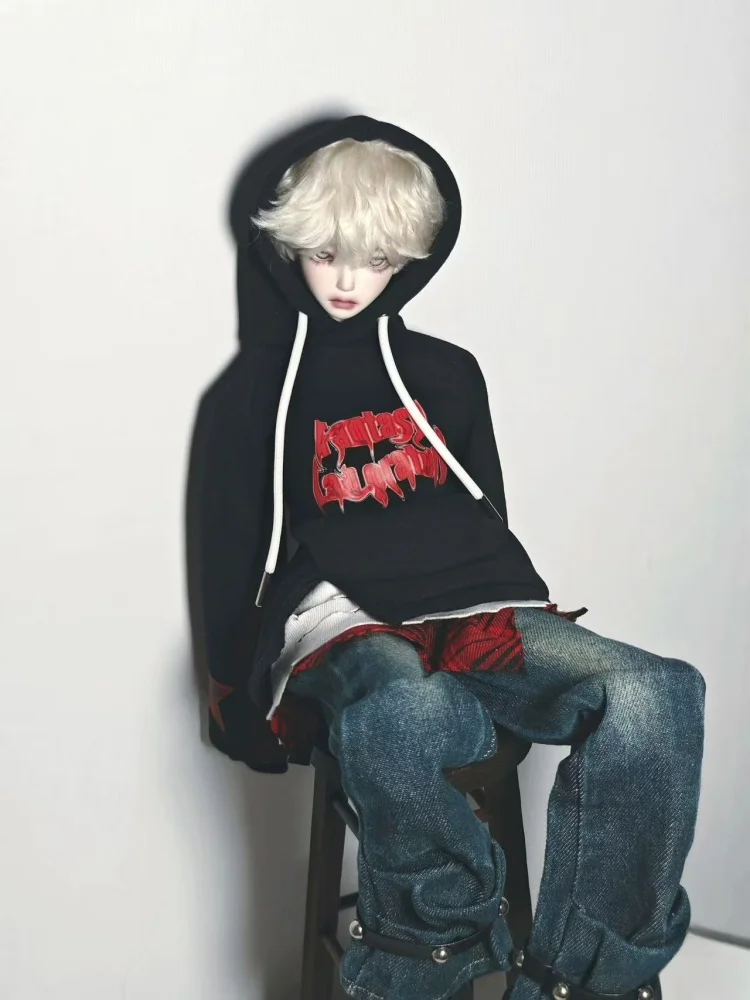 BJD Doll Clothes For 1/4 Dolls Black Hoodie Jeans Hat Set Dolls Clothing Accessories(No Dolls)