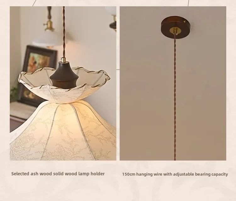 Medieval retro bar island table tea room Prague lamp French dining table fabric printing chandelier