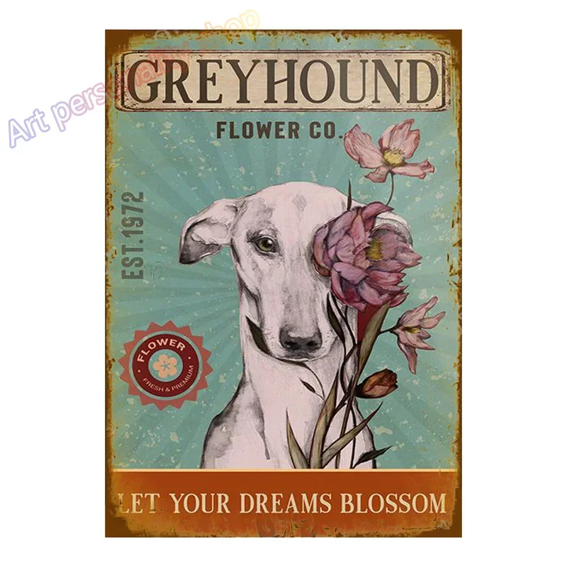 Italian Greyhound Dog Pet Coffee Bar Dog Coffee House Vintage Plaque Poster Tin Sign Wall Decor Hanging Metal Decoration 8x12in