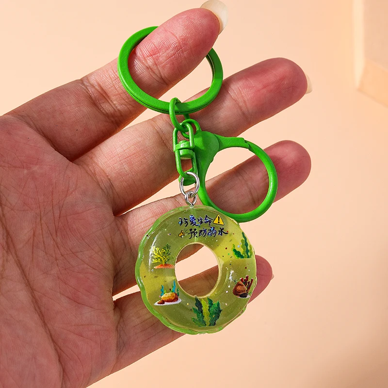 Aihua New Cute Keychain Funny 3D Swimming Rings Keychain For Women Kids Handbag Pendant DIY Summer Beach Vacation Jewelry Gifts