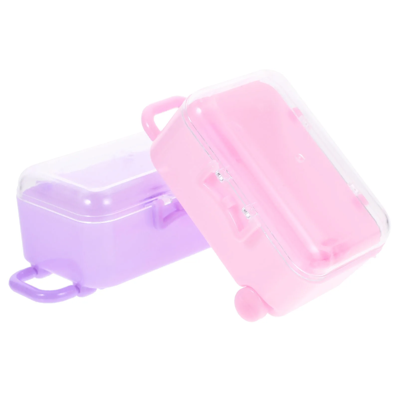 

2Pcs Mini Luggage Case Accessories Model Decoration Adornment Durable Plastic Kids Playing Storage Baby