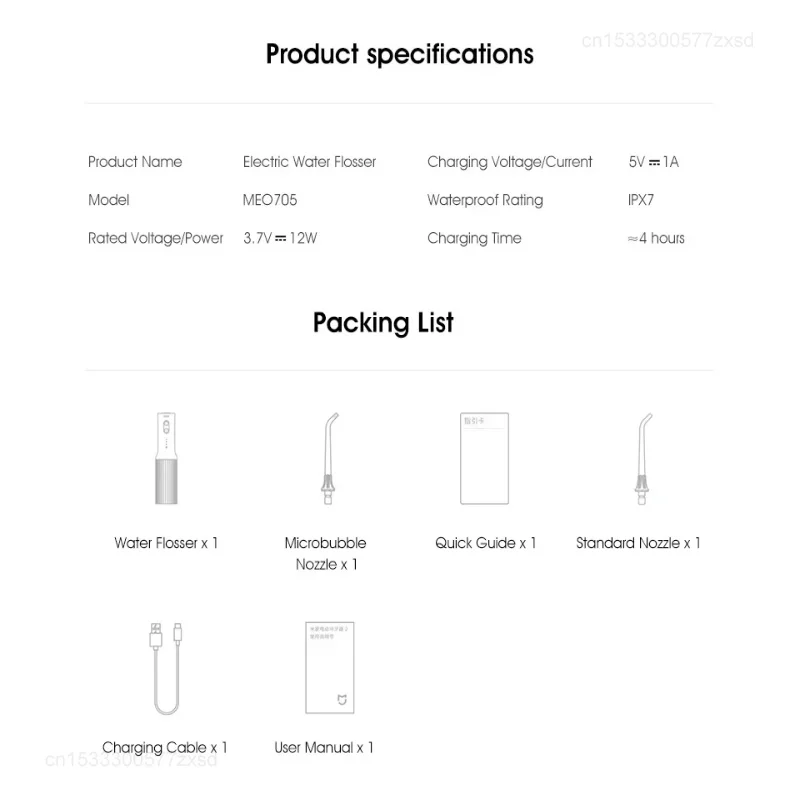 MIJIA Electric Oral Irrigator 2 MEO705, 3 Modes, with 200mL Water Tank, Water Flosser Dental, Teeth Whitening Cleaning Tools