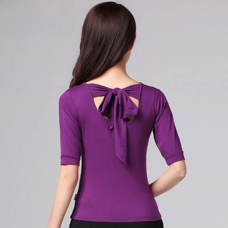 

Modern Dance Practice Women's ort Sve Modal T-irt Fitn Exercise Dancewear Square Dancing orm Top Summer New Arr...