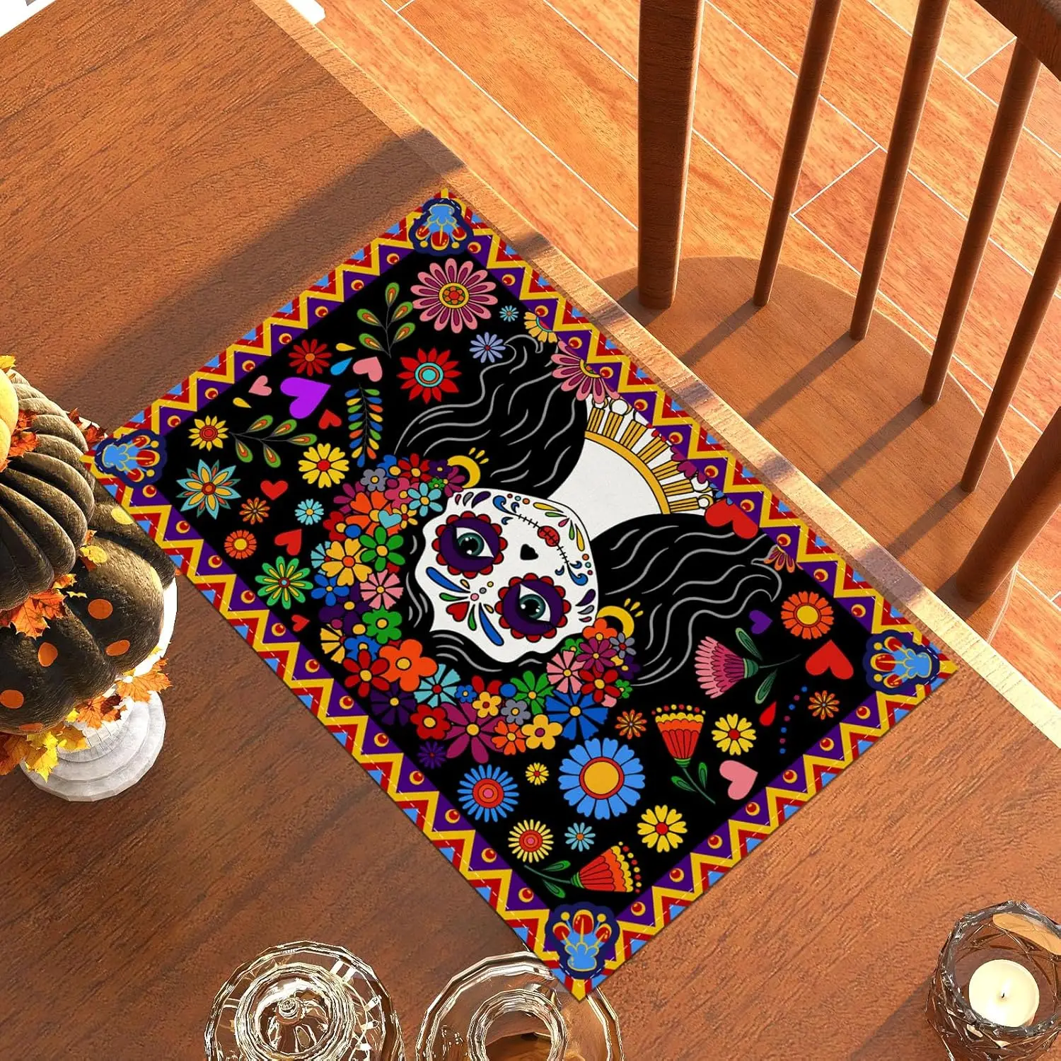 Mexican Day of The Dead Sugar Skull Placemats Mexico Dia De Los Muertos Table Mats Holiday Home Party Decor Kitchen Table Decor