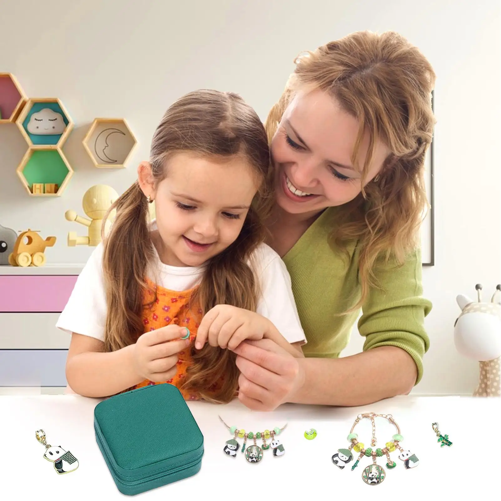 Jewelry Making Interactive Safe Handmade Panda Theme Necklace Bracelet Kit Panda For Kids Girls Arts Crafts Beading Charms