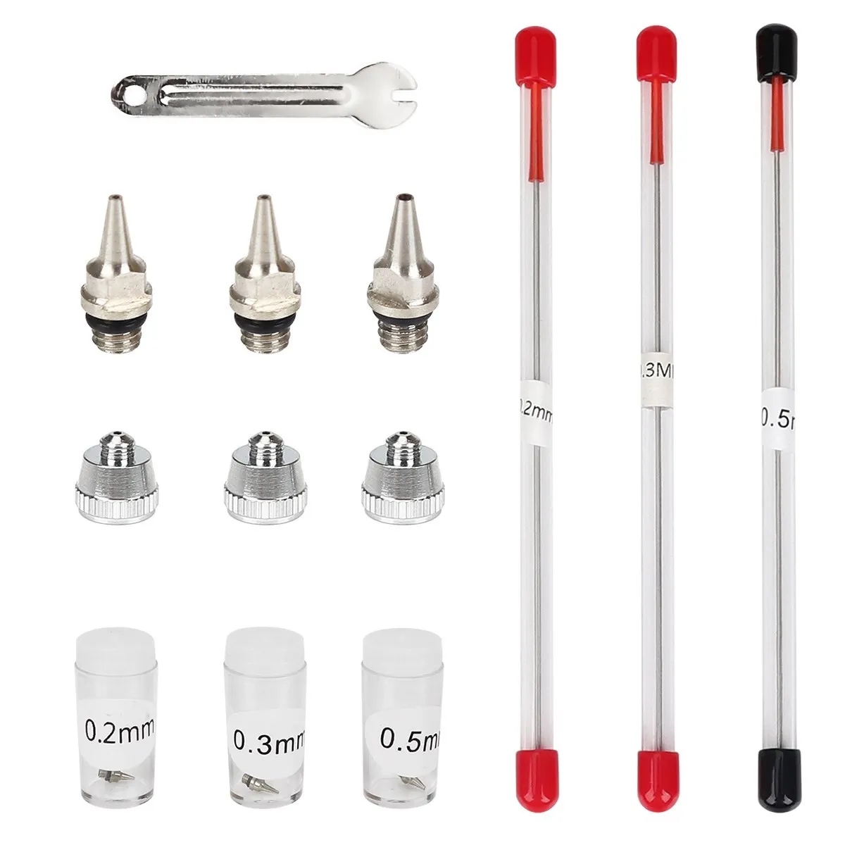 0.2mm 0.3mm 0.5mm Airbrush Nozzle Needle Cap Replacement for Airbrush Spray Gun Sprayer Accessories