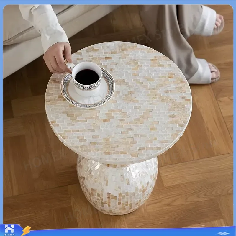 Nordic Creative Shell Coffee Table Luxury Round Side Table Modern Artwork End Table Living Room Home Decor Storage Desk