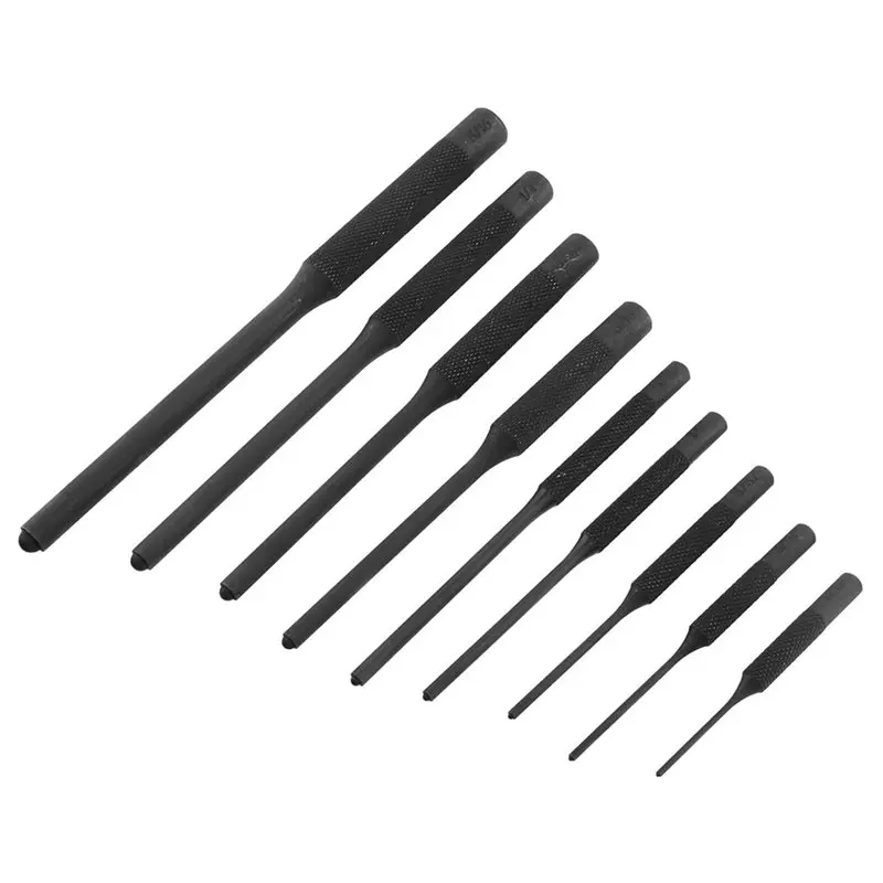 L60A Carbon Steel Pin Punch Set(9 Pcs), Including Brass& Steel Pin Punches, Punch Removing Repair Tools Hammer view 6