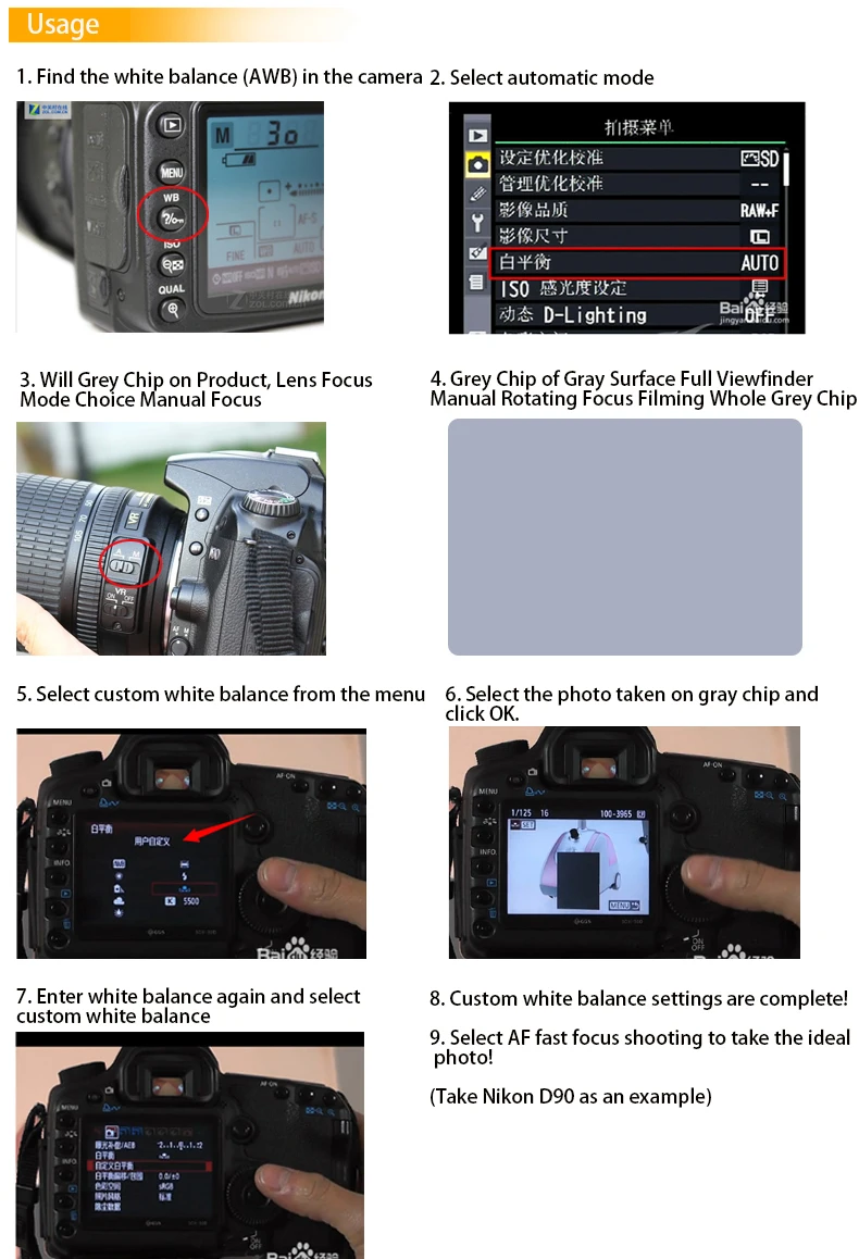 White Balance Card 18% Neutral Grey Card Photography Color Correction Checker Camera Accessory for Canon Nikon Pentax