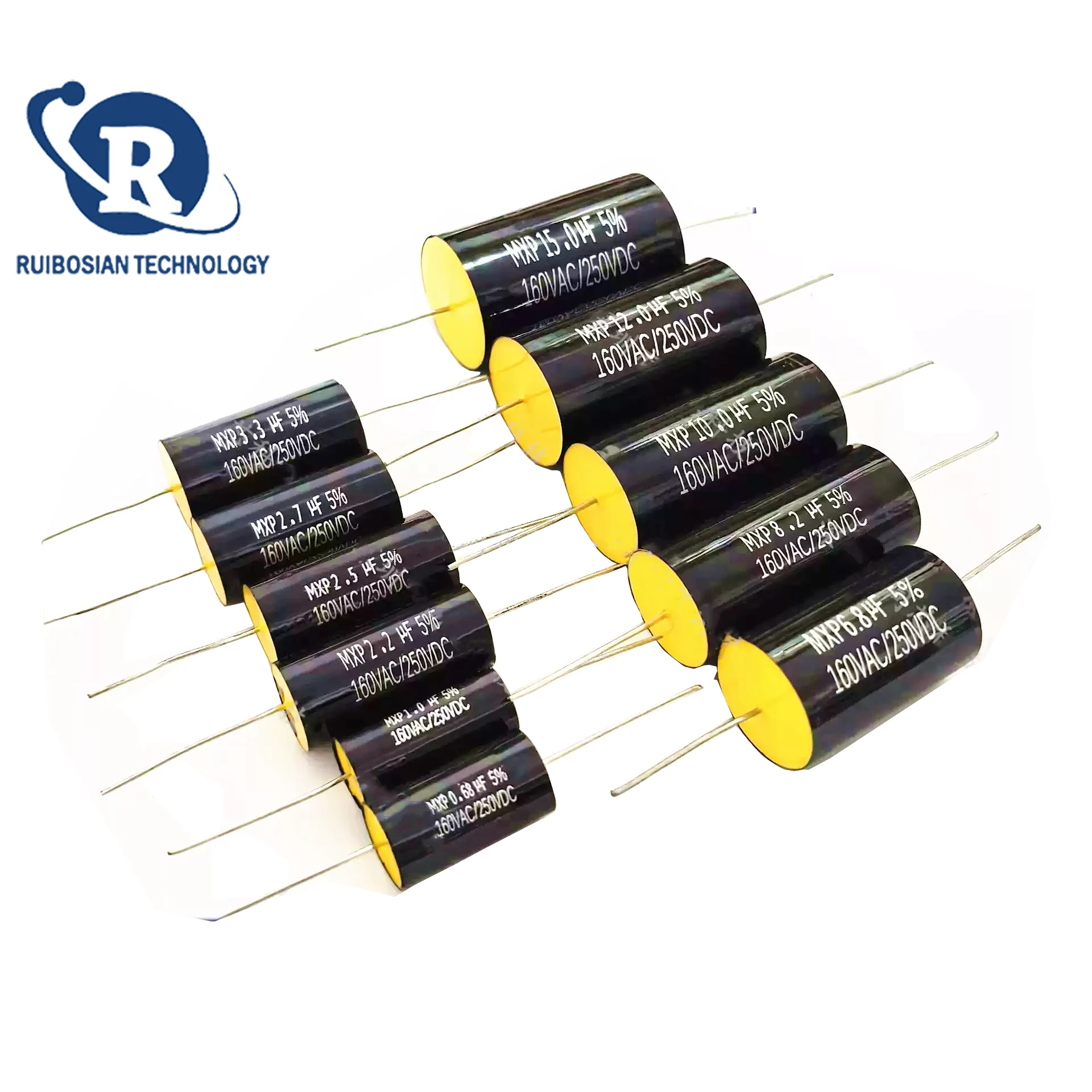 MXP frequency divider axial stepless audio capacitor 160VAC/250V2.2UF2.7/3.3/4.7/10/12/22/33/47UF
