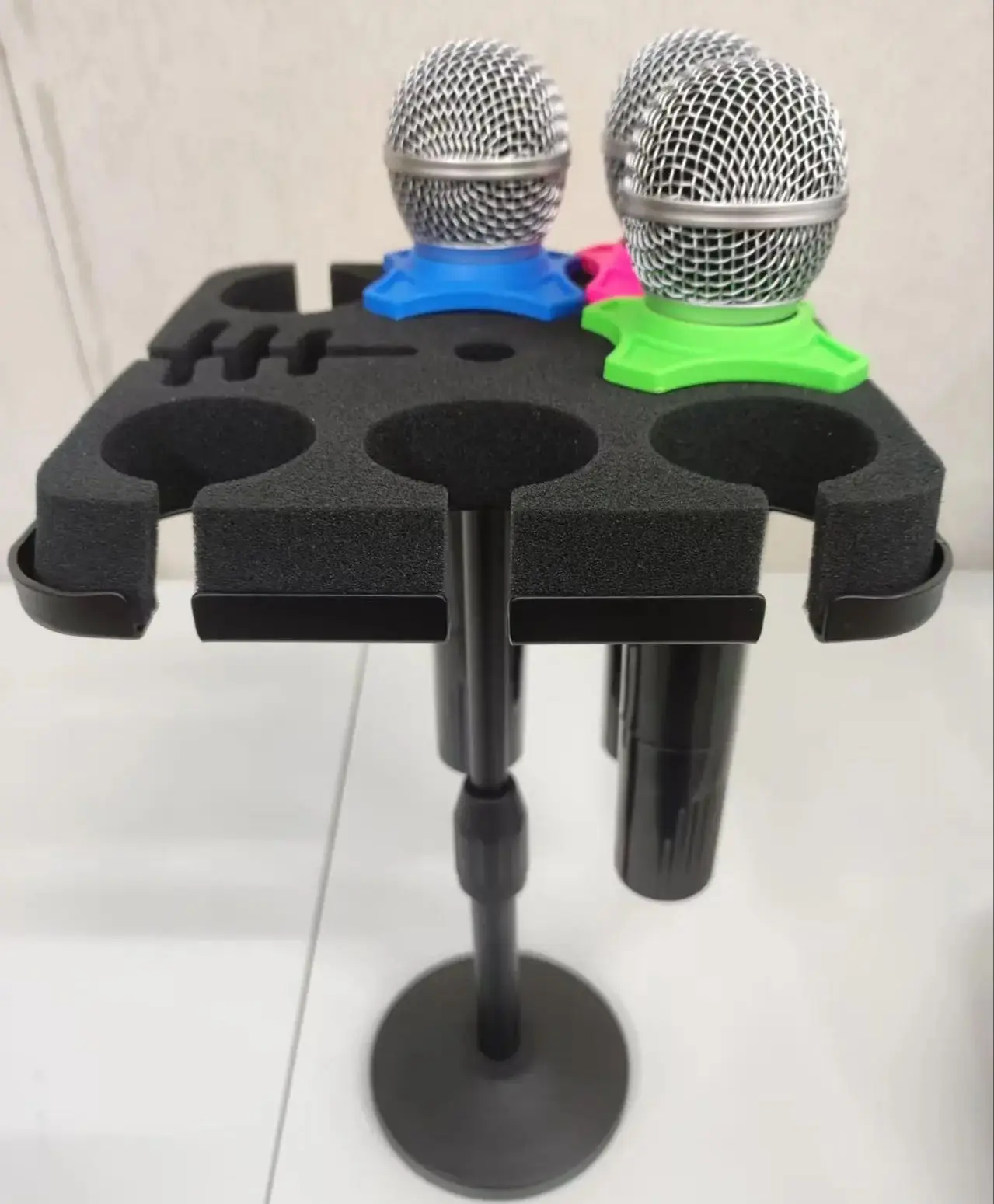 Multi Microphone Holder Cable Hanger Organizer for Mic Stand Tray Organizer Display For Mic Stand holds up to 7 mics On Stage