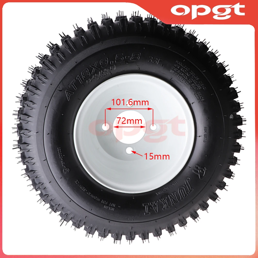 OPGT For Golf Cart Buggy Lawn Quad Bike Accessories ATV 8 inch Wheel 18x9.50-8 Vacuum Tire240/50-8 Tubeless Tire White hub
